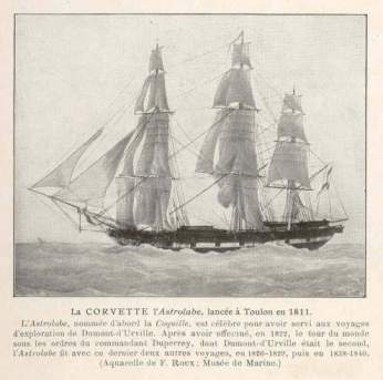 The corvette Astrolabe launched at Toulon, in the South of France, in 1811.